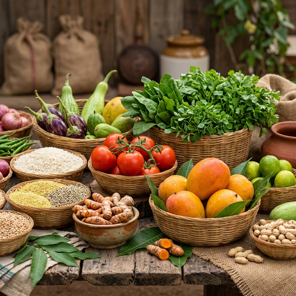 Fresh organic fruits and vegetables from Indian farms