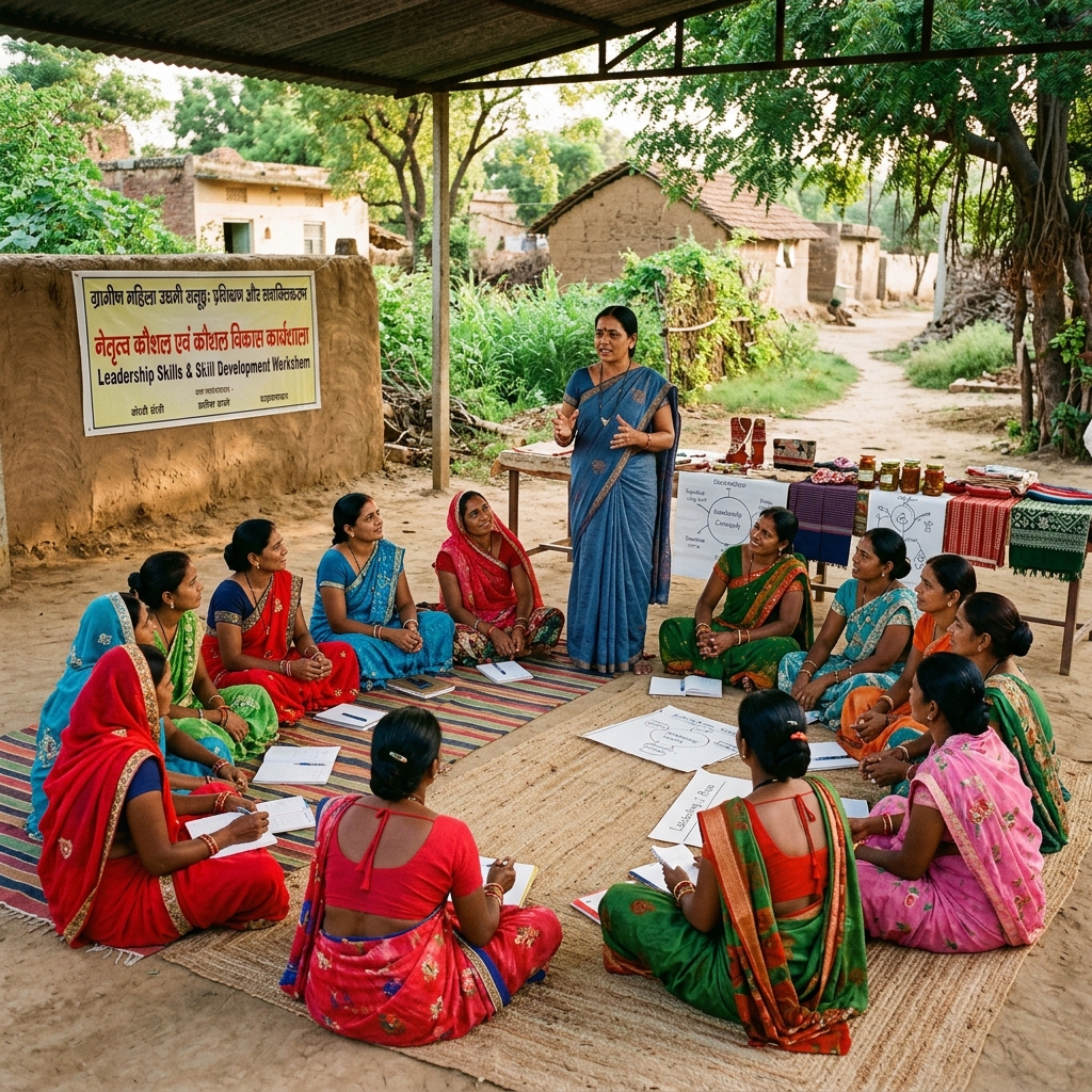 Women entrepreneurs in rural India community meeting